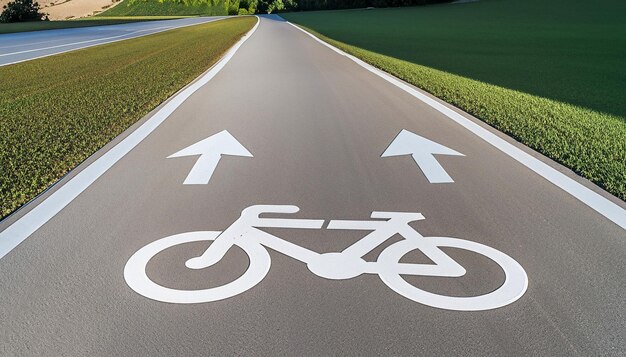 bicycle white road sign Sustainable lifestyle concept