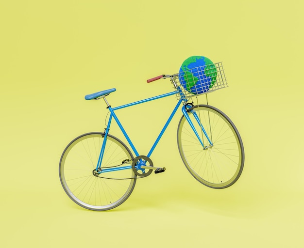 Bicycle with Earth globe in basket