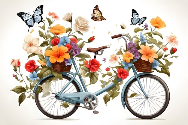 bicycle with flowers and butterflies