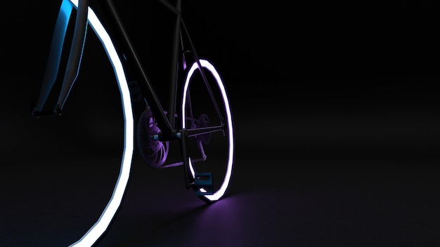 ネオンタイヤと暗い背景の自転車
