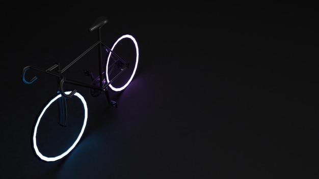 Bicycle with neon tyres and dark background