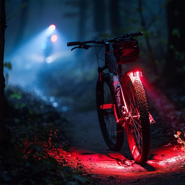 a bicycle with the number 3 on it is lit up