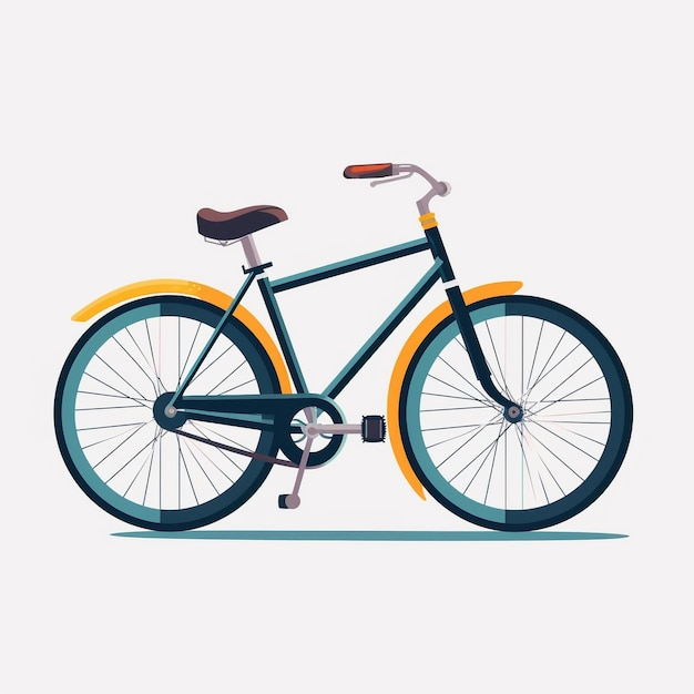 Photo a bicycle with a yellow frame and a blue and orange design on the front.