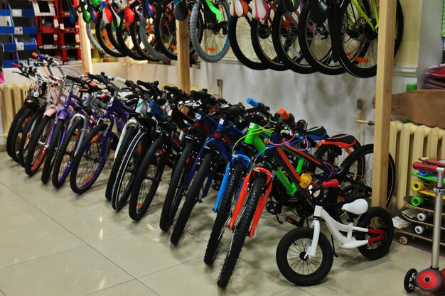 Bicycles for children in shop