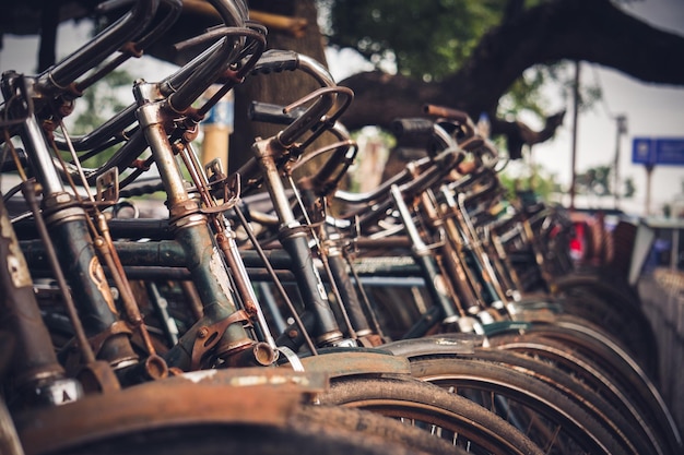 Photo bicycles parked in city