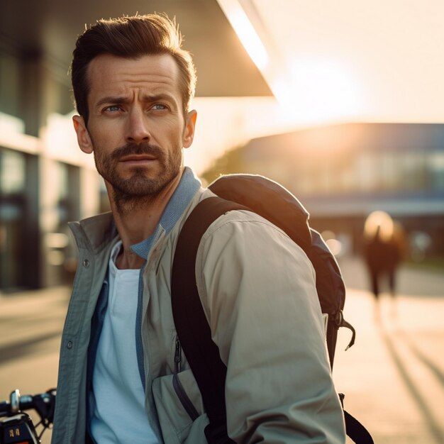 Foto modello di uomo ciclista