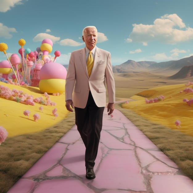 Biden's Whimsical Journey Exploring Wonderland's Sweet Paradise in Mesmerizing 8K Cinematic Euphori