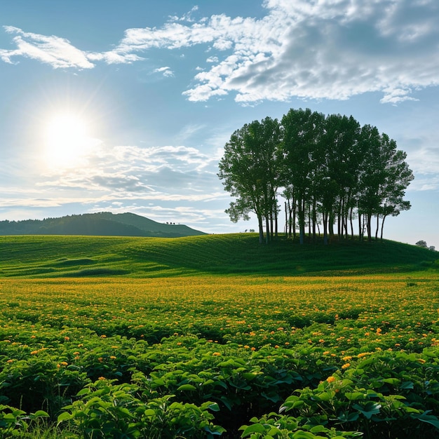 Biei beauty Mind seven hill tree and farm field in summer For Social Media Post Size