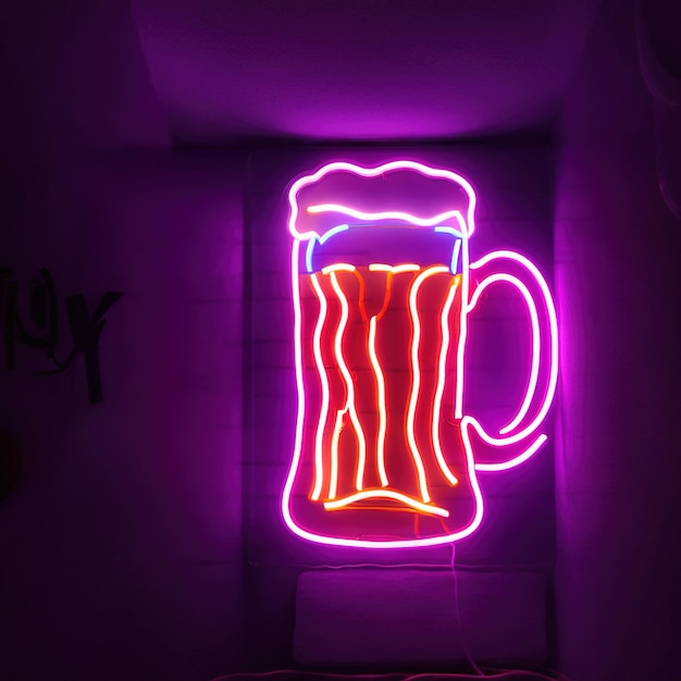 Bier alcoholische drank retro neon bord helder elektrisch licht bord