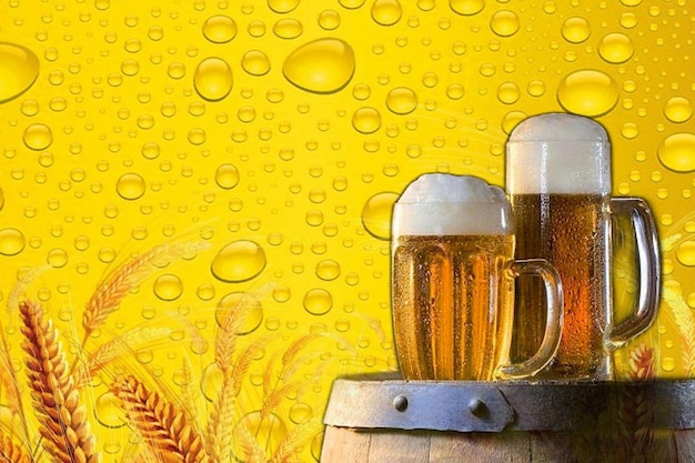 Bier in een beker schuim en spettert glazen met bier bubbels op bier schuim Oktoberfest bierfestival