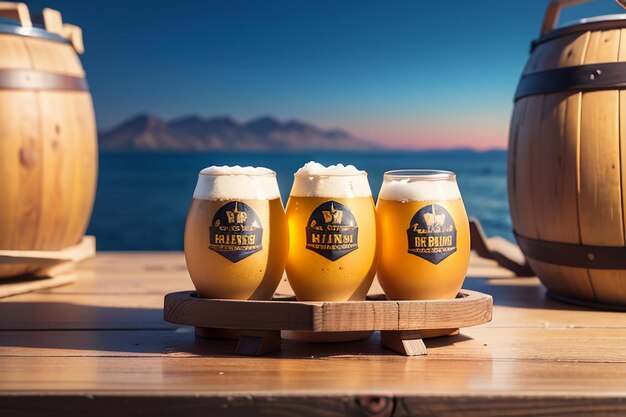 bier mok mout wijn bier drinken reclame achtergrond behang creatief bier weergave mockup