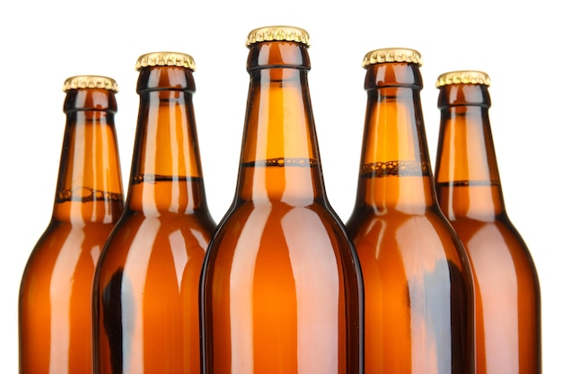 Bierflesjes geïsoleerd op wit