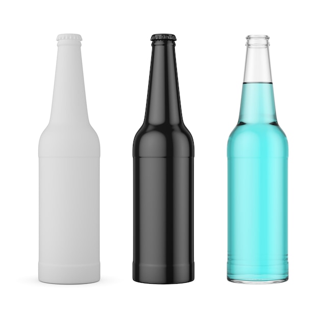 Bierflessen ingesteld voor mockup creatie 3D rendering