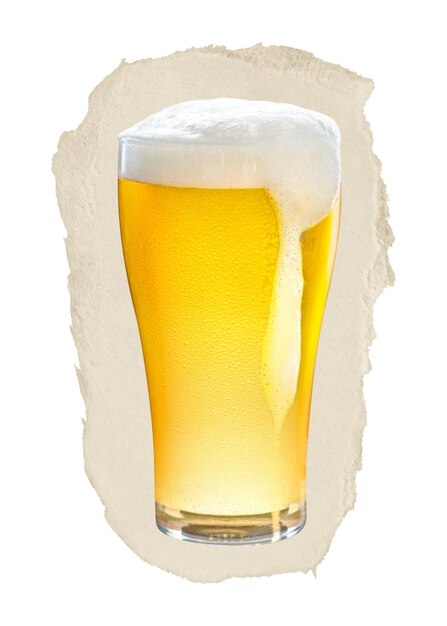 Bierglas png gescheurde papieren sticker alcoholische drank grafische doorzichtige achtergrond