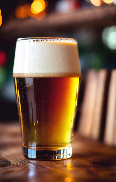 Bierglas vol alcoholische dranken op de bar. Generatieve AI.