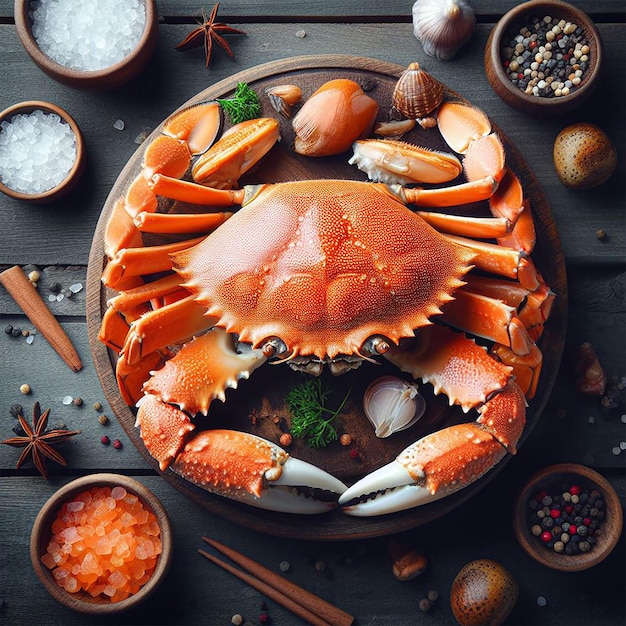 Big Alaskan crab orange color looks delicious on a black plate