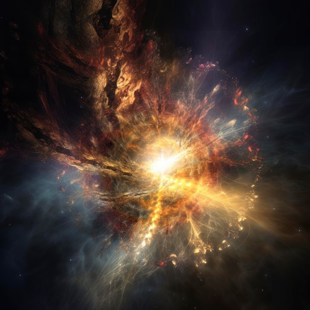 ビッグバンは、中心にブラック ホールがある星雲のコンピューター生成画像です。