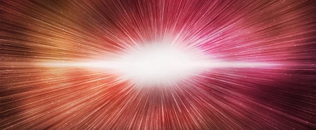 Big bang effect on bright red galaxy sky horizontal banner