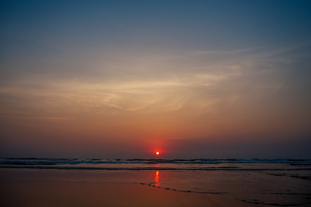 Big beautiful bewitching sunset on nice sea