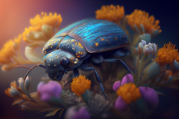 Big beetles and fresh flowers