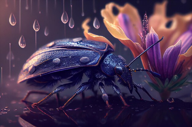 Big beetles and fresh flowers