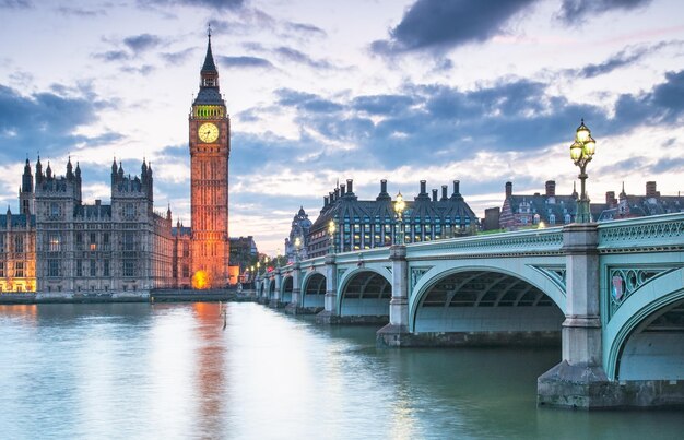 Big Ben and the Houses of Parliament at night in London UK