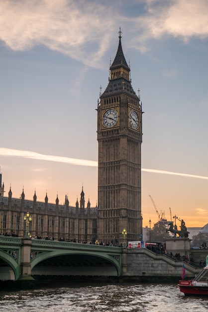 Big Ben in London from Thames River.