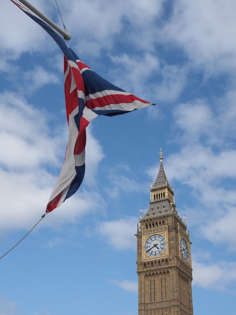 big ben and union jack in london