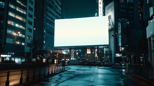 Photo big blank billboard on the background of the city mock up generative ai