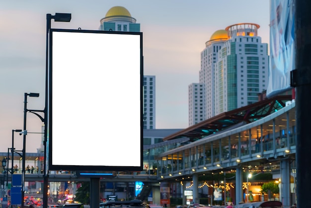 Big Blank billboard with copy space for your text message or content in center of city