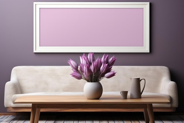 big blank frame for mockup with sofa professional advertising photography AI Generated