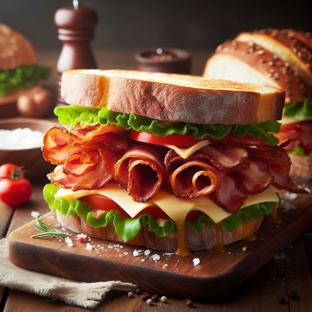Big BLT bacon sla en tomaten sandwich met kaas op Italiaans brood