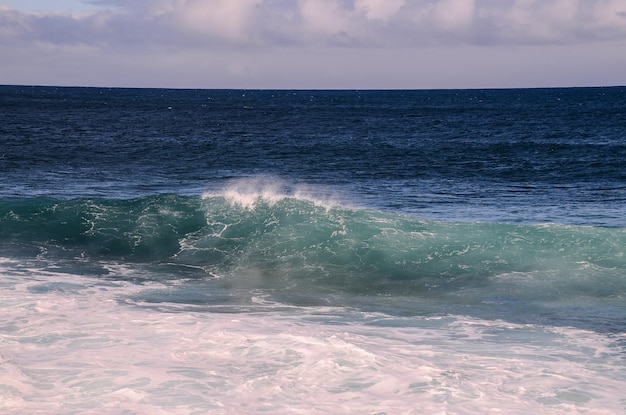 Big Blue Wave Breaks in the Atlantic Ocean