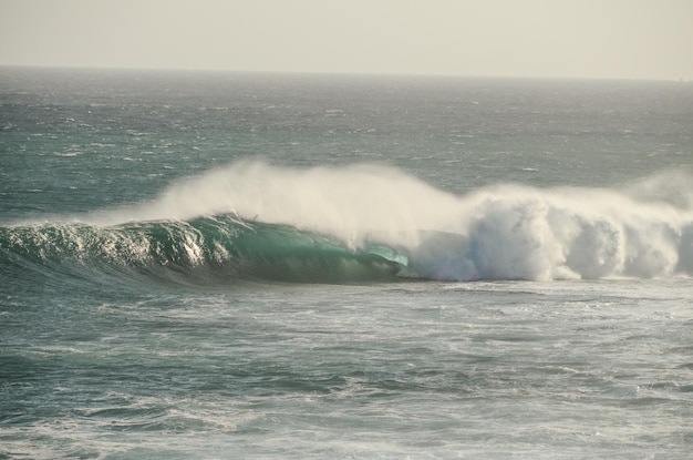 Big Blue Wave Breaks in the Atlantic Ocean