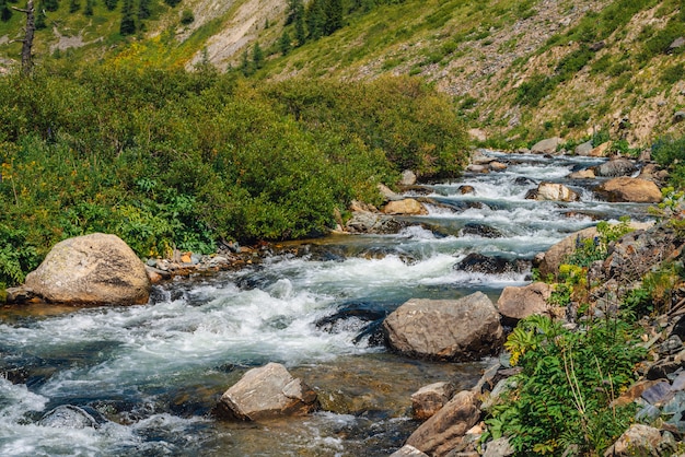 Foto grandi massi nel torrente di montagna