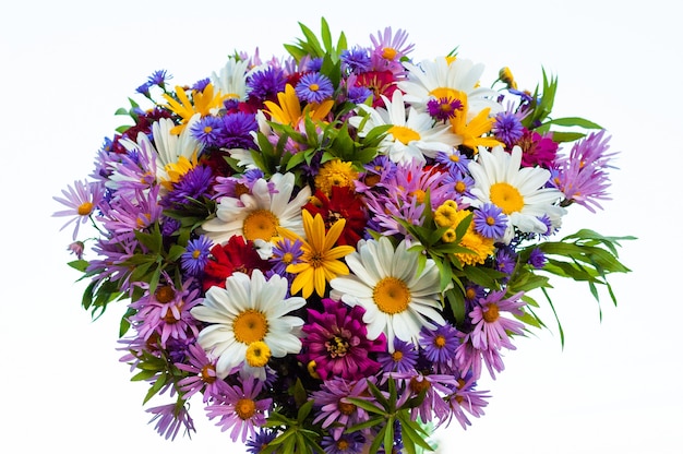 Photo big bouquet of beautiful multicolored summer flowers