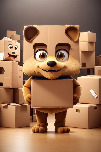 Big Boxes Kartonnen mascotte karakter in de vorm van een dier