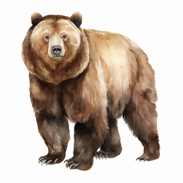 Большой коричневый медведь изолирован на белом фоне