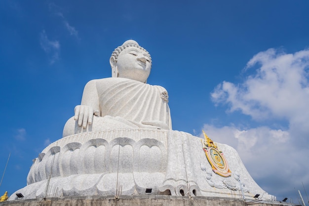 Big Buddha statue Was built on a high hilltop of Phuket Thailand Can be seen from a distance