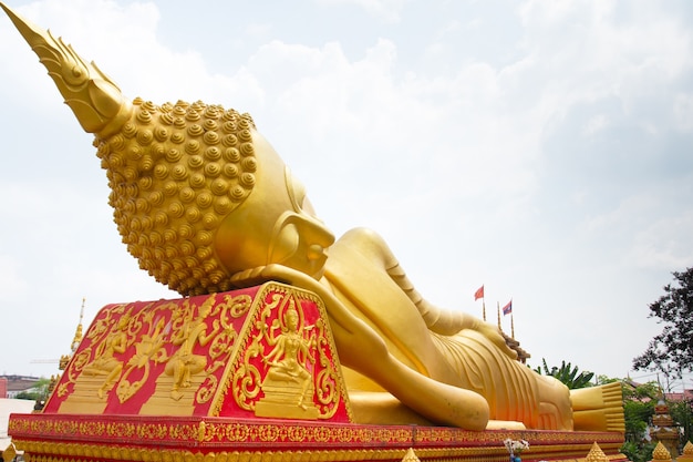 Big Buddha statue at Wat Pha That Luang in Vientiane Laos