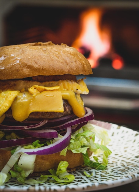 Big burger in the kitchen