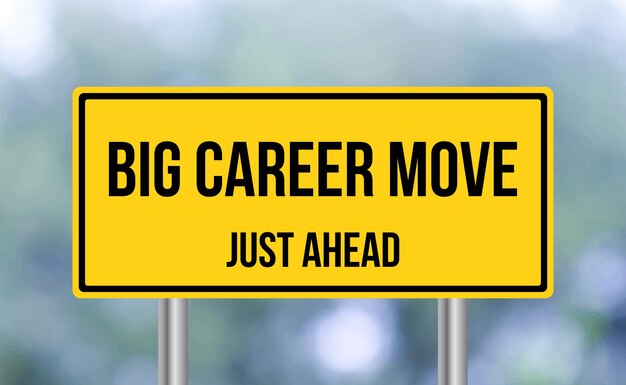 Photo big career move just ahead road sign on blur background