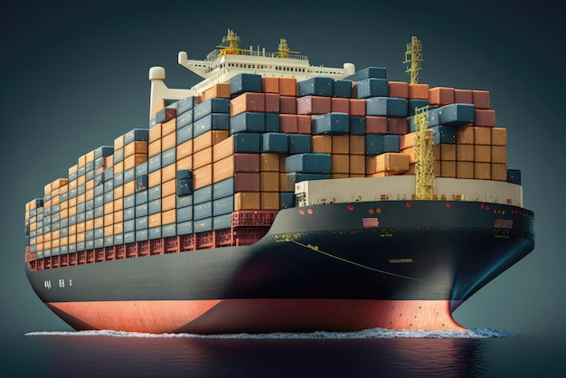 Big cargo container ship in the sea Generative AI