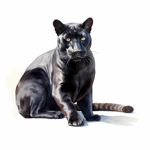big cat watercolor Black panther animal