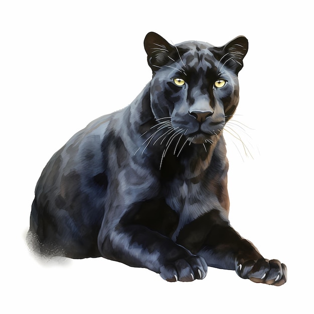 big cat watercolor Black panther animal