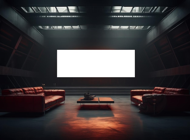 Photo big cinema with empty screen mockup