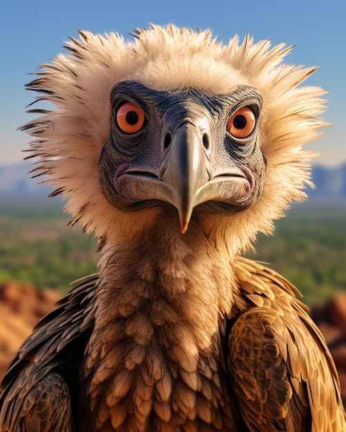 Big Cinereous Vulture bird close up photo sitting on high place Generated AI photo