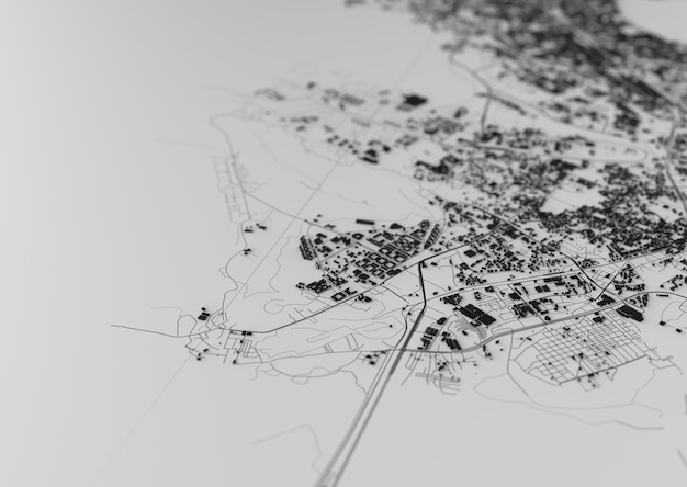 Фото Вид сверху на большой город. иллюстрация карты в случайном графическом дизайне. фрагмент мумбаи