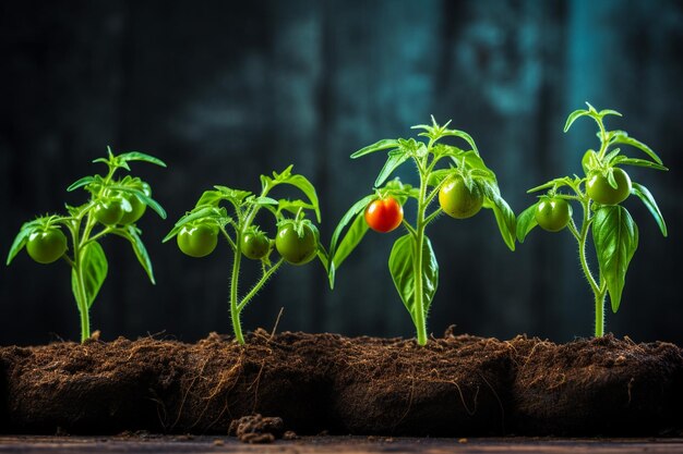 A big copy space with young sprouts of pepper on the