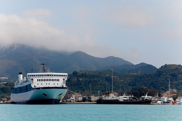 Big cruise ship at the port